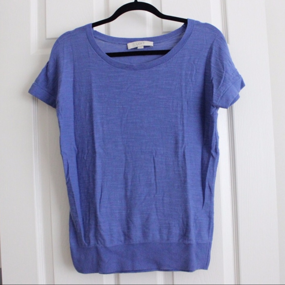 Loft Short Sleeve Blue Sweater